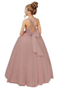 lot 12364 image: GETCUTE Flower Girl Pageant Tulle Dusty Rose Dress for Girls Toddler Kids Girl Satin First Communion Baptism Formal Dress for Girls Criss Cross Princess Ball Gowns with Bow-Knot Dusty Rose 02