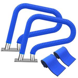 lot 12373 image: Pool Handrail Covers with Zippers 4 6 8 10 Ft Inground Swimming Pools Hand Rail Cover, Anti-Slip Cool Touch Heat Resistant, Blue, Non Slip Swim Pool Railing Ladder Stair Handle Grip (8 Feet 2 Pcs)