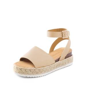 lot 12385 image: DREAM PAIRS Womens Platform Espadrilles Casual Ankle Strap Wide Wedge Sandals Comfortable Dressy Summer Shoes,Size 10W,Nude,DWUWWS2502