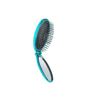 lot 12399 image: Wet Brush Pop Go Detangler, Blue Teal - Foldable, On-The-Go Design, Travel Brush, Ultrasoft IntelliFlex Bristles, Detangling Hairbrush, Built-In Mirror Handle, Wet & Dry, All Hair Types