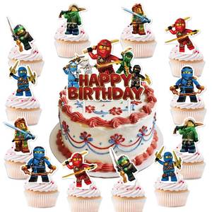 lot 12411 image: 25pcs Ninja Cake Topper and Cupcake Topper Set,Ninja-go Birthday Party Decorations for Kids Cake Supplies (Blue 10)
