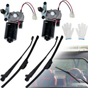 lot 13060 image: Universal UTV Windshield Wiper Kit, 2Pcs Electric 90 Degree 16 12V Wiper Blade Motor Compatible With Polariss Kubotaa Kawasakii Kymcoo Can Am