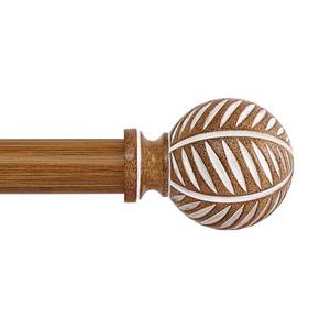 lot 13068 image: HTZON Wood Curtain Rods 72 to 144 Inch,1 Inch Boho Adjustable Long Curtain Rod,Imitation Wood Grain Leaf Window Curtains Rods,Farmhouse Rustic Heavy Duty Drapery Poles,Brown Drapery Rods Set 72-144