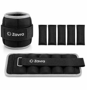 lot 13080 image: Zavra Ankle Weights Set - 10 Lbs Pair (5 Lbs Each) - Adjustable Leg Weights for Women & Men - Iron Sand Filled SBR Strap for Walking, Jogging, Aerobics & Resistance Training