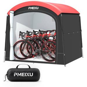 lot 13081 image: PMEIXU Oversized Outdoor Bike Storage Shed, Portable 210D Oxford PU4000 Bike Tent for 4-5 Bicycles, All-Weather Garden Storage for Motorcycles, Riding Lawn Mowers, Patio Furniture & Gardening Tools