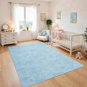 lot 13082 image: RUGSREAL Bedroom Area Rug 4x6 Modern Abstract Area Rug Stain Resistant Small Living Room Rug Contemporary Dining Room Rug Non-Slip Solid Rug Aesthetic Accent Floor Carpet for Kitchen Office, Blue