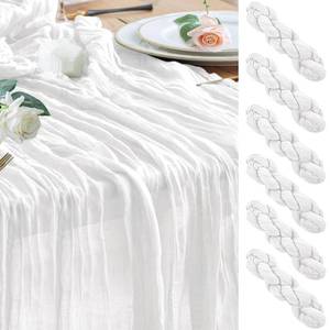 lot 13091 image: Wokceer Cheesecloth Table Runner White Christmas 6Pack 10FT Ivory Boho Gauze Cheese Cloth Table Runner for Party Long Rustic Sheer Table Runners for Baby Bridal Shower Wedding Easter Table Decor