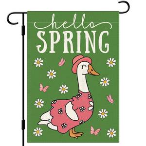 lot 14101 image: DLZDN Spring Goose Floral Garden Flag 12�18 Inch Double Side Vertical Burlap Farmhouse Yard Sign Seasonal Outdoor Decoration