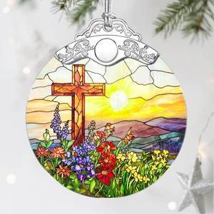 lot 14105 image: Stained Glass Cross Ornament, Religious Christmas Ornaments, Christmas Decorations for Tree, Holiday Ornament, Christian Gifts, Religious Gifts, Gift Ideas & Xmas Gift Variety 4-Pack