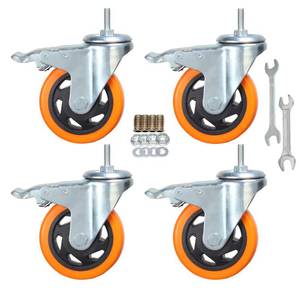 lot 14113 image: Stem Caster Wheels Heavy Duty Casters PVC M8-1.25x1�� (Stem Diameter 8mm, Stem Length1��) Casters with Brake Dual Locking for Home, Office, Industry use (4 Inch, with Brake)