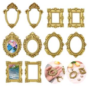 lot 14123 image: YBEATY 10 Pcs Mini Vintage Picture Frame Resin Antique Resin Photo Frames Small Oval Rectangle Wall Hanging Picture Frame Gold DIY Jewelry Display Decor for Photography Phone Party Christmas Wedding