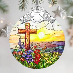 lot 14132 image: Stained Glass Ornament, Christmas Ornament, Hanging Ornaments for Home Decor & Christmas Tree Ornaments �� Exquisite Holiday Decor, Xmas Gifts & Holiday Present - Cross (Variety 4-Pack)