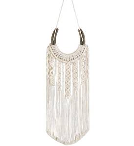 lot 14152 image: Mkono Macrame Equestrian Wall Hanging, Boho Wall Decor Small Horseshoe Macrame Woven Wall Art Decoration, Horse Lover Gifts Tapestry for Home Bedroom Living Room, Ivory