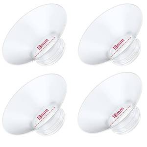 lot 14164 image: 4PC Flange Insert 18mm Compatible with Momcozy M5M6M9S12 ProV1 ProV1 Pro Breast Pump, Fit for EufyElvieMedelaSpectraLansinohNCVILansinohTSRETE with 24mm FlangeShield Breast Pump