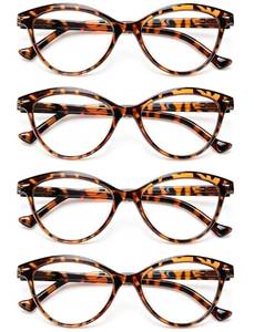 lot 14173 image: HEEYYOK 1.25 Reading Glasses Women For Small Face,Readers For Women Tortoise, Cat Eye Ladies Reader Glasses,Comfortable Spring Hinge Reading Glasses 4Pack