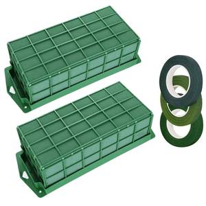 lot 14197 image: Mwellewm 2 Pcs Floral Foam Cage for Fresh and Artificial Flowers, Dry and Wet Rectangle Flower Cage Holders with Floral Foam Floral for Fresh Flowers, Wedding, Home and Garden Decorations