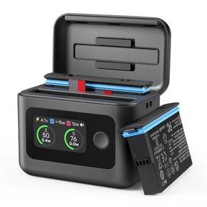 lot 14203 image: Battery Charger for Insta360 X5, Smart Fast Charge Case for Insta 360 X5 Accessories with Dual-Channel Quick Charge, LED Screen, and USB-C Bidirectional Power Delivery, 2-Battery Charging Hub