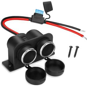 lot 14211 image: 1PCS Cigarette Lighter Socket with Blade Fuse, 2-Socket Cigarette Lighter Splitter 12V Lighter Power Outlet Replacement Waterproof Plug for Car Marine Truck ATV RV
