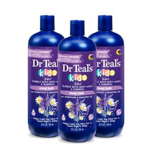lot 14212 image: Dr Teals Kids 3-in-1 Sleep Bubble Bath, Body Wash & Shampoo with Melatonin & Essential Oil, Lavender Scent, 20 fl oz (Pack of 3)