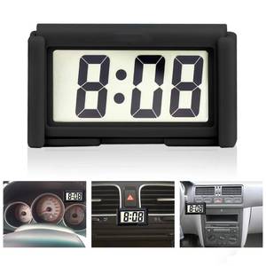 lot 14214 image: Car Dashboard Digital Clock - with Jumbo LCD Time & Day Display - Mini Automotive Stick On Watch for Car Truck Dashboard & Air Vent (Black)