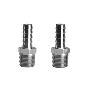 lot 14216 image: Beduan Stainless Steel 38 Hose Barb to 18 Male NPT Home Brew Fitting Water Fuel Air (Pack of 2)