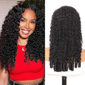 lot 14225 image: Genrein Burmese Curly Wig Human Hair 13x4 Lace Front Wigs Human Hair for Black Women 250 Density Water Wave Pre Plucked Transparent Lace Frontal with Spiral End Natural Color 20 inch