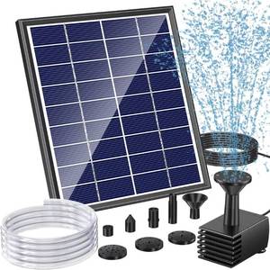 lot 14227 image: POPOSOAP Solar Bird Bath Fountain Pump, 6W Outdoor Solar Water Fountain Pump for Bird Bath with 4ft Tubing & 5 Nozzles, DIY Solar Powered Water Pump for Garden, Ponds, Pool and Fish Tank