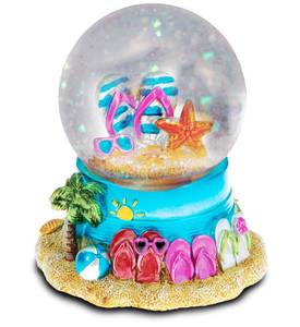 lot 14232 image: CoTa Global Cool Summer Beach Sandals Snow Globe - Sparkling Snow Glitter Globe Figurine with Flip Flop Decor, Collectible Novelty Ornament for Office or Home Decor - 65mm