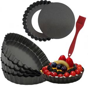 lot 14237 image: DATANYA 6 Pack 5 Inch Mini Tart Pans with Removable Bottom Round Nonstick Quiche Pan, Heavy Duty Fluted Side Pie Tart Molds for Tartlets, Mousse Cakes, Dessert Baking