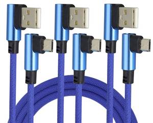 lot 14276 image: AAOTOKK 3 Ft 90 Degree Micro USB Cable 90 Degree USB 2.0 A Male to USB 2.0 Micro Male Nylon-Braided Fast Sync & Charging Cord for Android Phone, Samsung, LG,Huawei, Smartphones & More(Blue3-Pack)