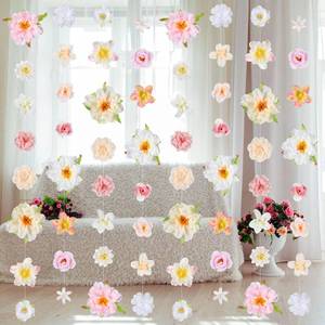 lot 14283 image: Juinte 12 Pcs 79.2 ft Artificial Flower Garland Hanging Decorations Fake Floating Floral Garlands Dangling Flower Decorations for Party Background with Hooks for Birthday Home Garden(Cute Style)