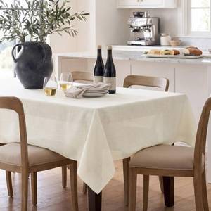 lot 14288 image: NOVILYS Rectangle Tablecloth, Linen Cream Farmhouse Water Resistant Modern Neutral Heavy Burlap Fabric Rectangular, Table Cover Decoration for OutdoorKitchenDiningPartiesWedding, 60x84Inch White
