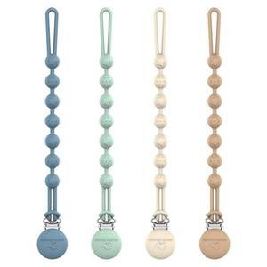 lot 14289 image: Cuddle Campus Silicone Pacifier Clip Holder with One Piece Design,Soft Flexible Binky Clips with Texture for Baby Boy and Girl Pack of 4 (6m)