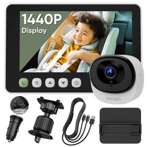 lot 14302 image: bonoch 5 1440P Baby Car Camera, Clearest Monitor with 360° Rotating Wide View, Backseat Rear Facing Mirror for Baby, USB Powered with Charger, Easy Setup, Night Vision, Plug & Play Safe Driving