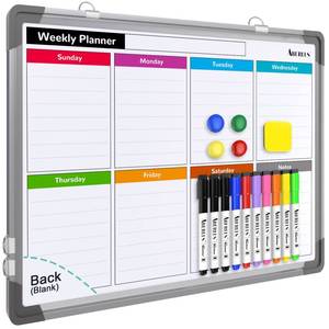 lot 17294 image: NO MARKERS, MAGNETS, OR ERASER Weekly Calendar Whiteboard for Wall, 16x12 Inches Dry Erase Board, Small Magnetic White Board, Double-Sided Hanging Board for Office School Home Kitchen, Portable Board for Drawing Planning To Do List