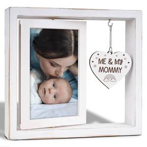 lot 17296 image: Nuowagify Mom Gifts, New Mom Gifts, Mommy Birthday Gift, Mother to Be Presents, Mothers Day Gift, Rotating Rustic Picture Frame 4x6