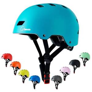 lot 17306 image: Apusale Bike Skateboard Helmet, Adjustable and Multi-Sport for Skate Scooter, 3 Sizes for Adult Youth Kids Toddler (Turquoise)