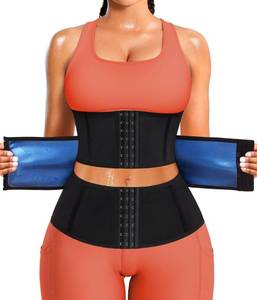 lot 17310 image: LEINIDINA Waist Trainer for Women Corset Shapewear Segmented Sweat Waist Trimmer for Women Workout Belt Black-blue, 2 XL