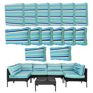 lot 17311 image: Frxeyaliz 14Pcs Outdoor Cushion Covers Replacement Washable Waterproof UV wZipper for 6-Seaters Sofa Patio Slipcovers Set Seat and Back Covers Only (Aurora, 25x25x3.15inch)
