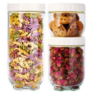 lot 17317 image: Hoa Kinh Glass Overnight Oats Jars with Lids, 3Pack Leak Proof Small Stackable Glass Jar Kitchen Canisters for Overnight Oats, Cereal, Clear Empty Jars with Lids for Kitchen