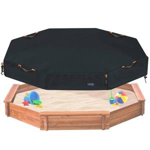 lot 17319 image: NGB Octagon Sandboxes Cover,with 4 Windproof Hooks 4 Reflective Handles and Elastic Pull Cord ��600D Oxford Garden Canopy Sandpit Pool Protection Cover Dustproof and Waterproof (Black,86x79x9inch)