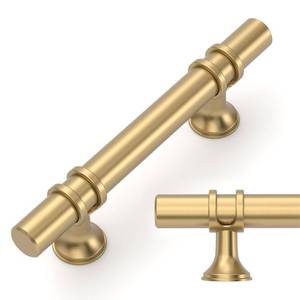 lot 17325 image: Amerdeco 10 Pack Champagne Bronze Cabinet Pulls 3 Inch(76MM) Hole Centers Kitchen Cabinet Handles Cabinets Hardware Drawer Pulls ZH0050