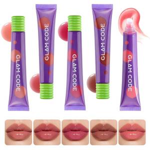 lot 18240 image: (Lot of Two Boxes) Glam Code Lip Glossy Balm Set, Moisturizing Tinted Lip Gloss for Women & Girls, Lip Care Set Smooths & Softens Dry Lips with Shea Butter, Non-Sticky, Cruelty-Free & Vegan (5-Count, 02 Sweety Cherry)