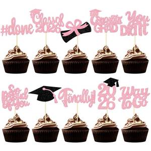 lot 18281 image: FoldTier Graduation Decorations 2026 100 Pcs Graduation Cupcake Toppers Congrats Grad Class of 2026 Cupcake Picks Toppers Diploma Supplies for Party Decorations(Pink)