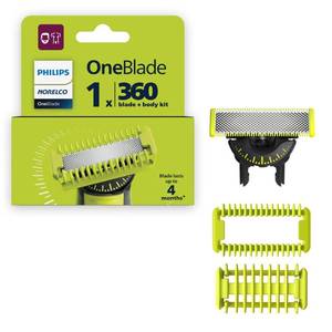 lot 18289 image: Philips Norelco OneBlade 360 Blade, Genuine Replacement Blade, FaceBody Kit, for OneBlade Electric Shaver and Trimmer, Durable Stainless Steel, Trim, Edge and Shave, QP61480