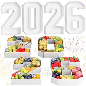 lot 19890 image: HILAVO 2026 Charcuterie Number Fillable, 4Pcs 13.7 Numbers Charcuterie Board Box 2026 Graduation Decorations Food Serving Tray for Congrats Grad Sports Event Birthday Party Supplies