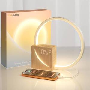 lot 19899 image: Vivilumens Sunrise Alarm Clock for Heavy Sleepers Adults, Wake-up Light, Sleep Aid 10 White Noise Sound Machines with 306090 Timer, 3 Level Dimmable Touch Table Lamp with Snooze USB Charger Port