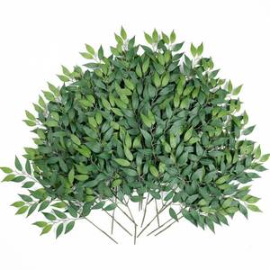 lot 19902 image: mizii 24pcs Italian Ruscus Artificial Greenery Stems Silk Green Leaves 20in Fake Spray Plants Stem Garland Greenery Decoration for Centerpieces Wedding Arch Flower Bouquet Table Room Wall Decor (24)