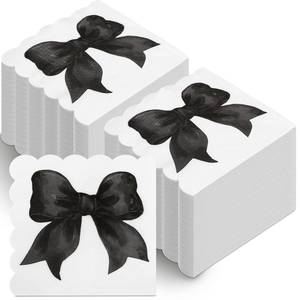 lot 19909 image: Skyygemm 150 Pcs Black Bow Napkins Coquette Party Supplies Disposable Bow Paper Napkins for Bachelorette Bridal Baby Shower Tea Wedding Girl Boy Coquette Theme Birthday Party Decors