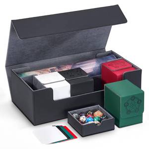lot 19929 image: Zettokete Trading Card Storage Box Holds 4 MTG Deck Box, Card Deck Case with Dice CompartmentPlaymat Slot, Fits for MTG, Magic, TCG, CCG, BlackGrey
